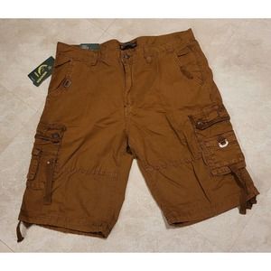 Wenven Mens Size 42 Cargo Hiking Brown Relaxed Fit Many‎ Pockets Shorts NWT